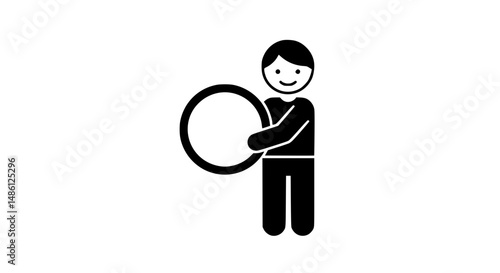Man holding coin black and white icon