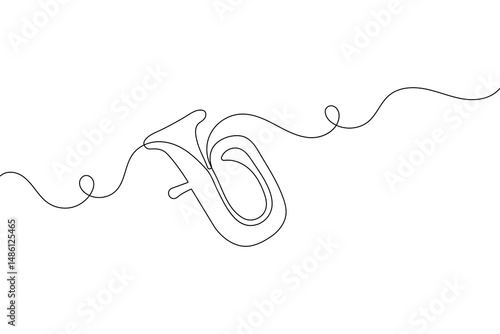 Trumpet icon continuous one line drawing  outline vector illustration
