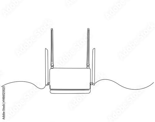 Continuous one line drawing of modern WIFI. One line drawing illustration of WIFI device technology. World telecommunication day concept single line. Editable outline