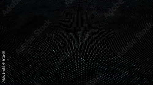 Animated abstract technology black background random dots and grid 4K.