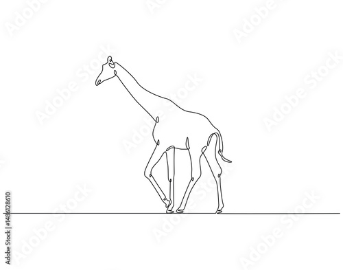 Continuous one line drawing of giraffe animal. One line drawing illustration of giraffe walking. National endangered species day concept single line. Editable outline