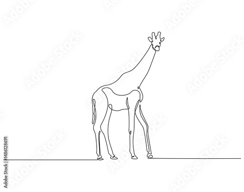 Continuous one line drawing of giraffe animal. One line drawing illustration of giraffe walking. National endangered species day concept single line. Editable outline