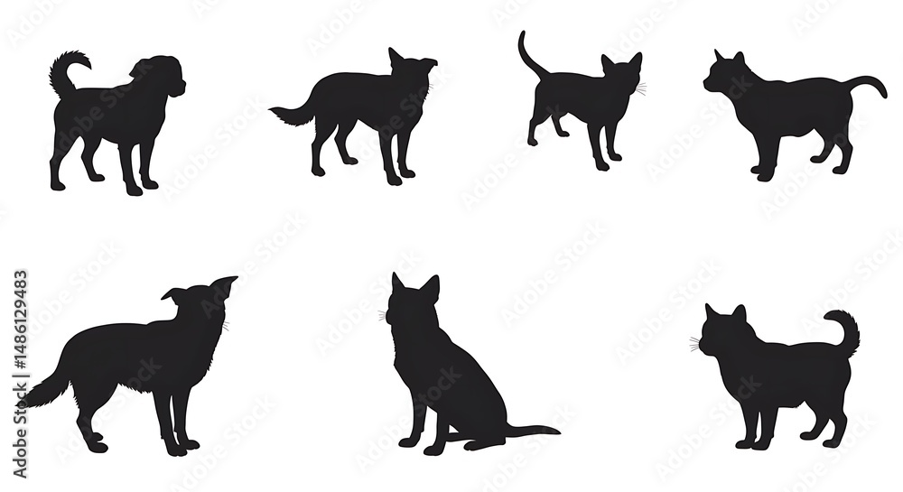 Fototapeta premium Shadow Canine Silhouettes AI Generated