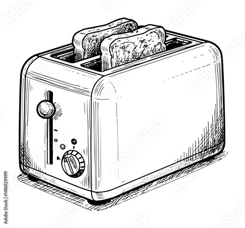 toaster with two slices of bread in vintage style