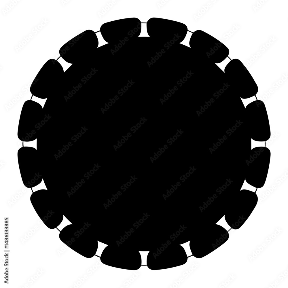 Fototapeta premium Abstract Black Circle Frame with Bead Like Edges on a White Background