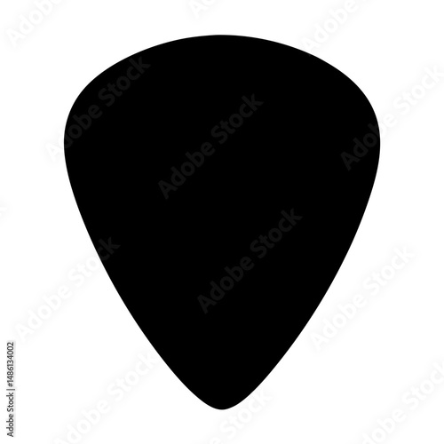 Isolated black guitar pick on a white background for musicians