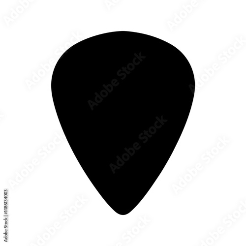 Isolated Black Guitar Pick Icon on White Background for Musical Applications