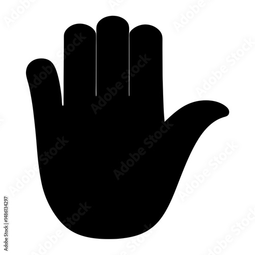 Black and white illustration of a hand with the palm facing forward