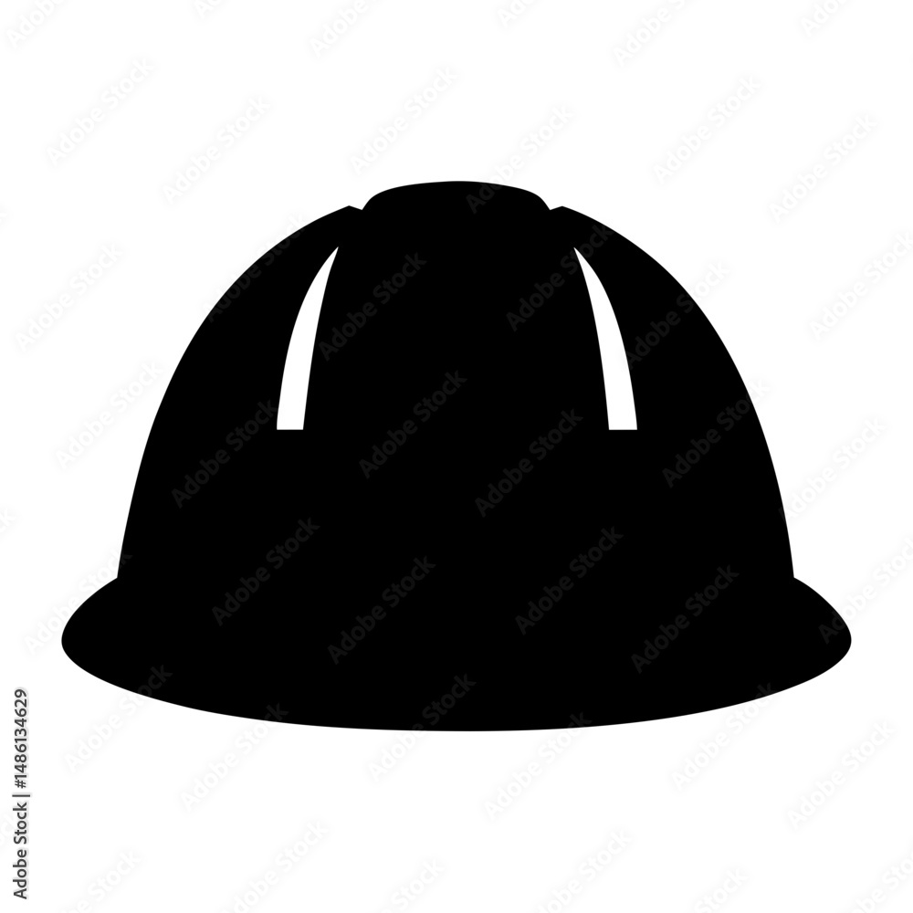 Fototapeta premium A stylized black silhouette of a hard hat for construction worker safety