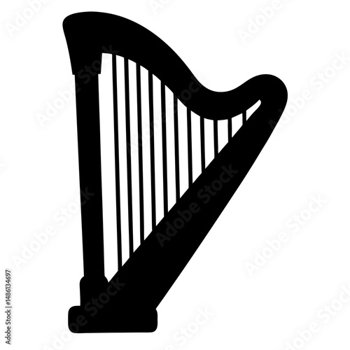 Stylized Harp Silhouette Depicting a Classical Musical Instrument in Simple Form
