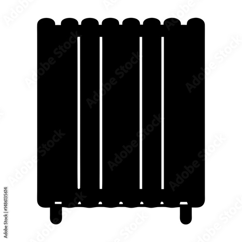 Silhouette of a Classic Radiator with Vertical Bars and Rounded Edges
