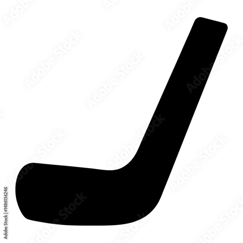 Simple black silhouette of a hockey stick on a white background