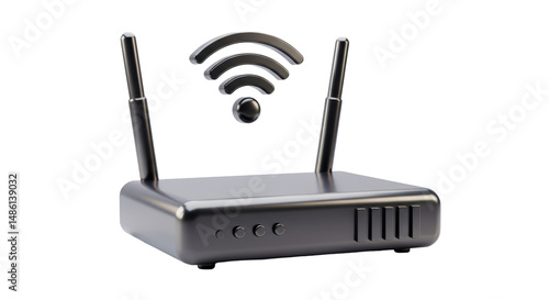 Obraz na płótnie Isolated Silver Metallic Wireless Router