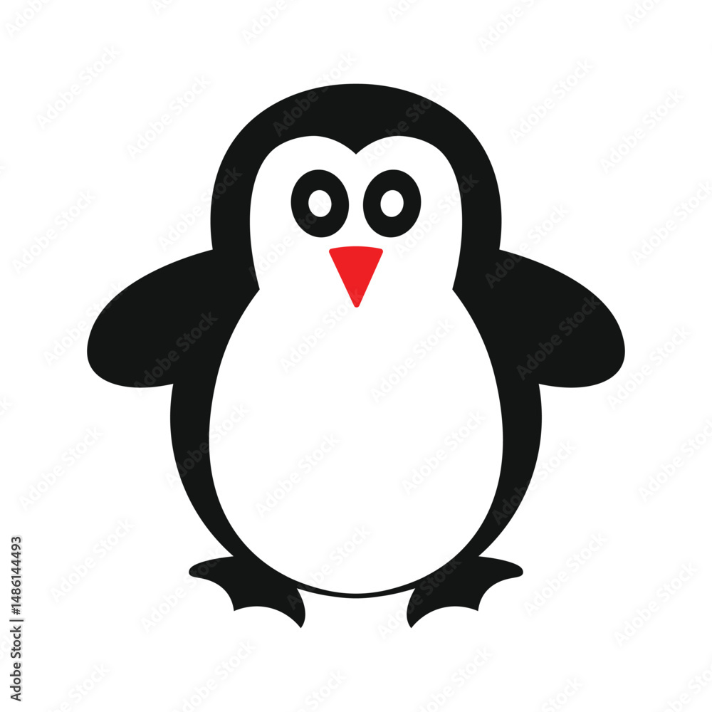 Fototapeta premium Minimalist Cute Penguin Clipart - Simple Vector Illustration for T-Shirts and Prints