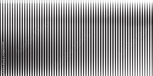 Line halftone gradation texture. Fading horizontal stripe gradient background. Repeating pattern backdrop. Black parallel thin to thick lines backdrop for overlay, print, cover, graphic design. Vector