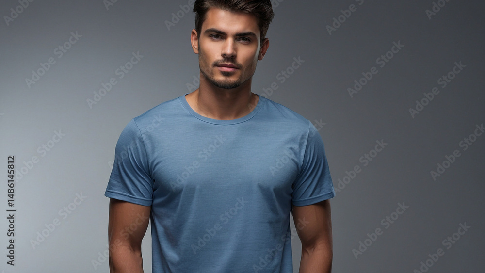 handsome young man in blue shirt handsome young man in blue shirt