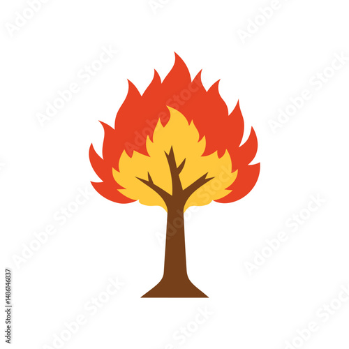burning tree vector