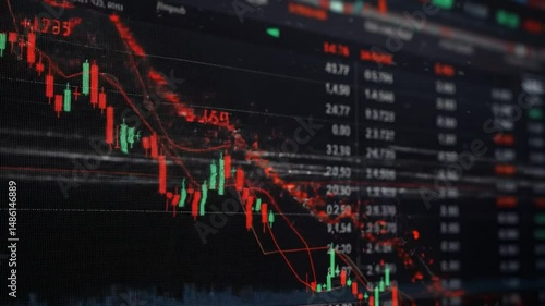 Economic crisis stock chart falling down, business global money bankruptcy concept