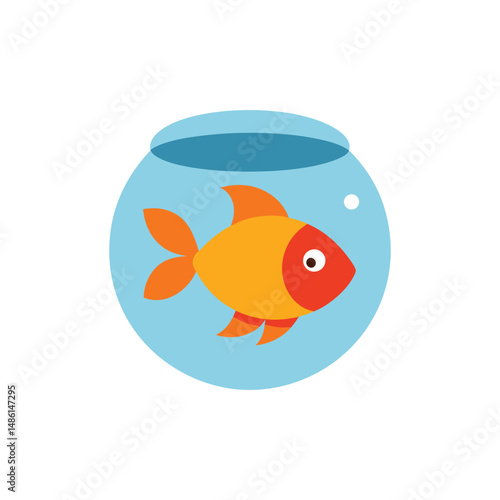 a single goldfish swimming in a bowl vector
