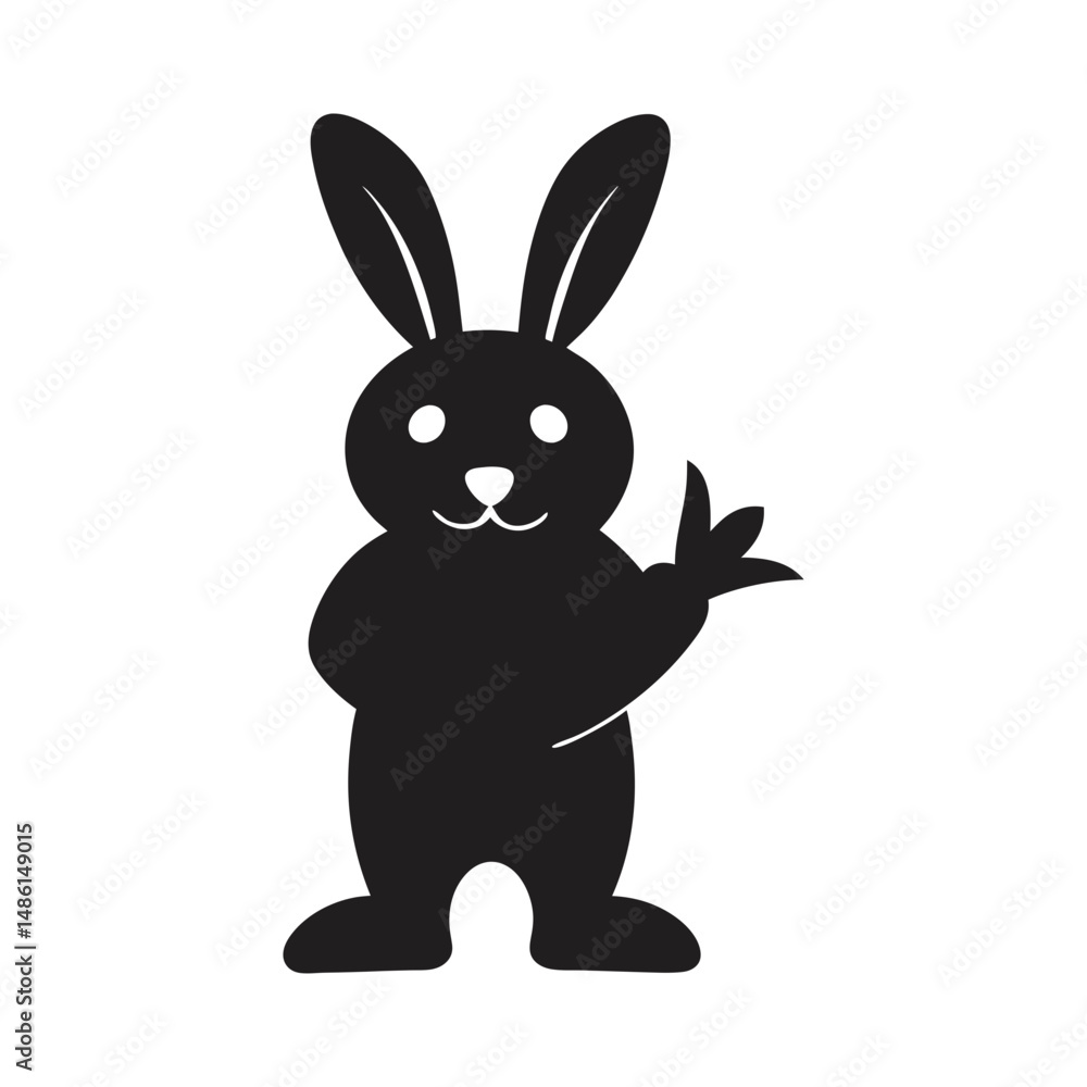 black rabbit with a big carrot vector silhouette black rabbit with a big carrot vector silhouette