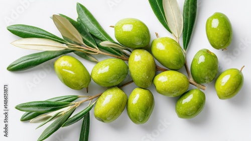 Wallpaper Mural Fresh green olives with leaves Torontodigital.ca