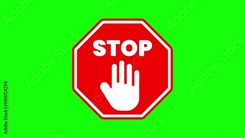 stop sign animated sign board green screen, Road sign