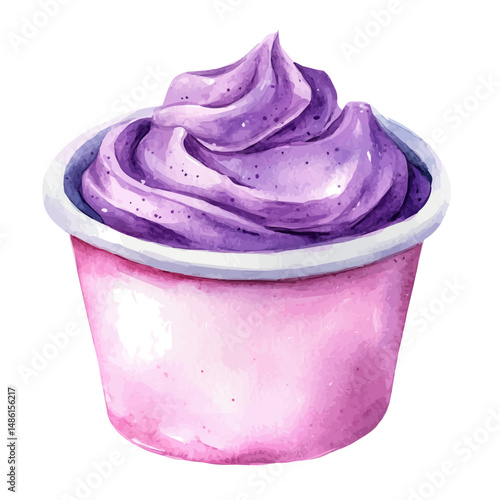 Tub Of Moisturizing Body Butter, watercolor vector, high quality, isolated on a white background.