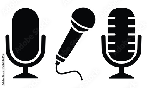microphone icon vector set