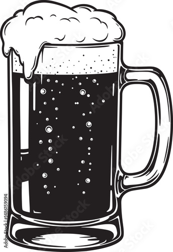  Beer Glass and Mugs Collection Silhouettes White Color Background