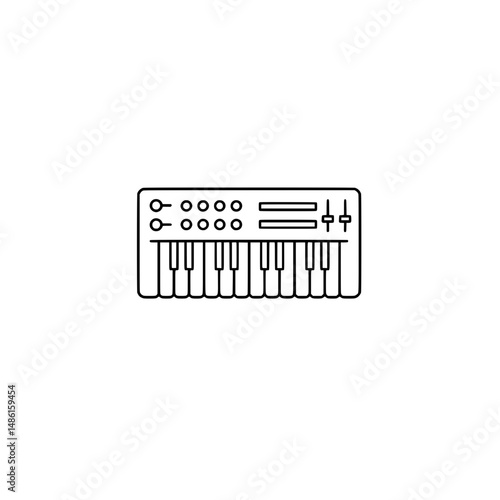 A synthesizer icon representing the concepts of music production, creativity, and modern instruments