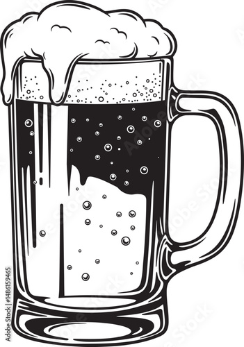  Beer Glass and Mugs Collection Silhouettes White Color Background