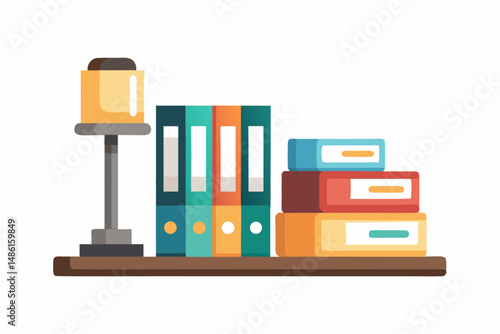 bookshelf icon with labeled folders