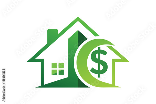 Green house surrounds dollar symbol implying investment in real estate is profitable