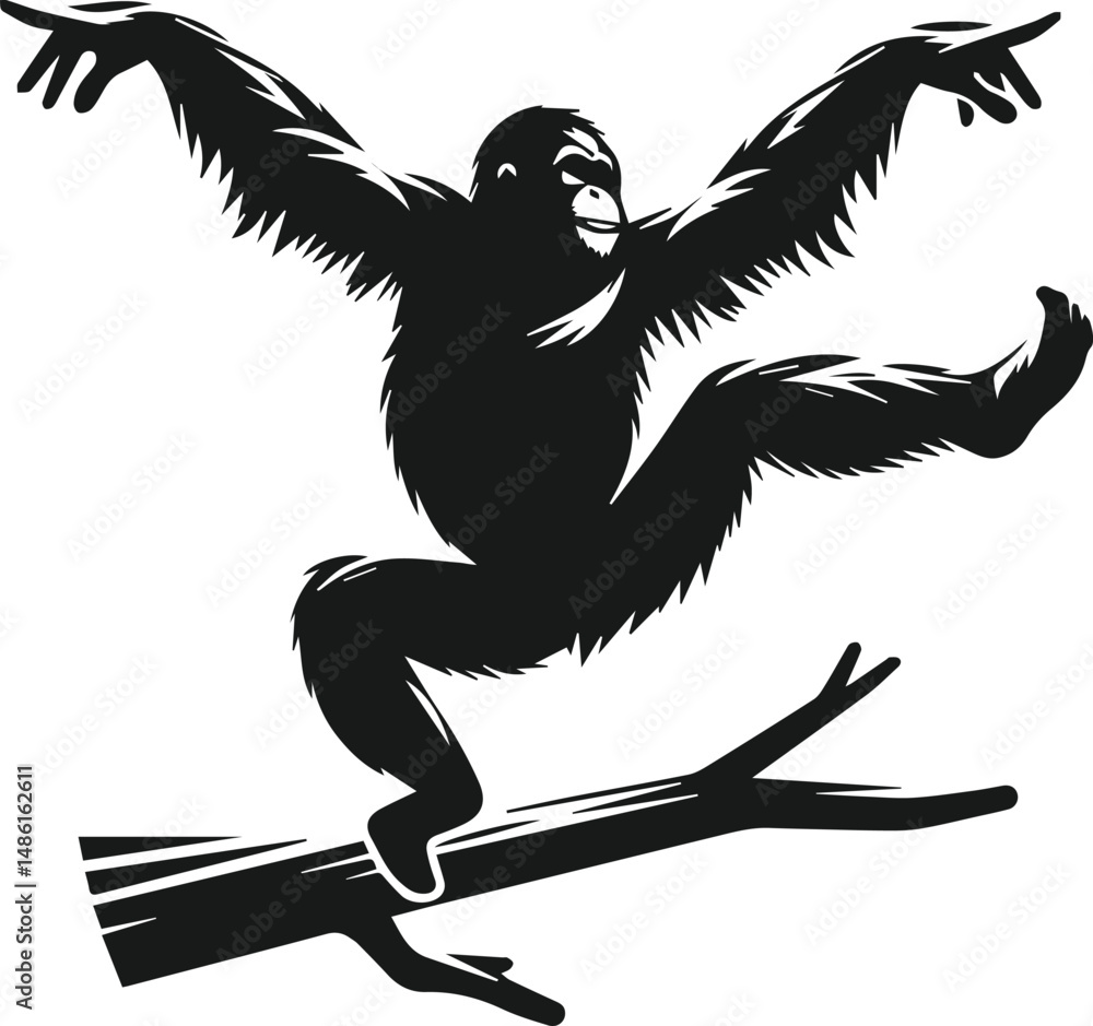 Fototapeta premium orangutan vector wild animal silhouette