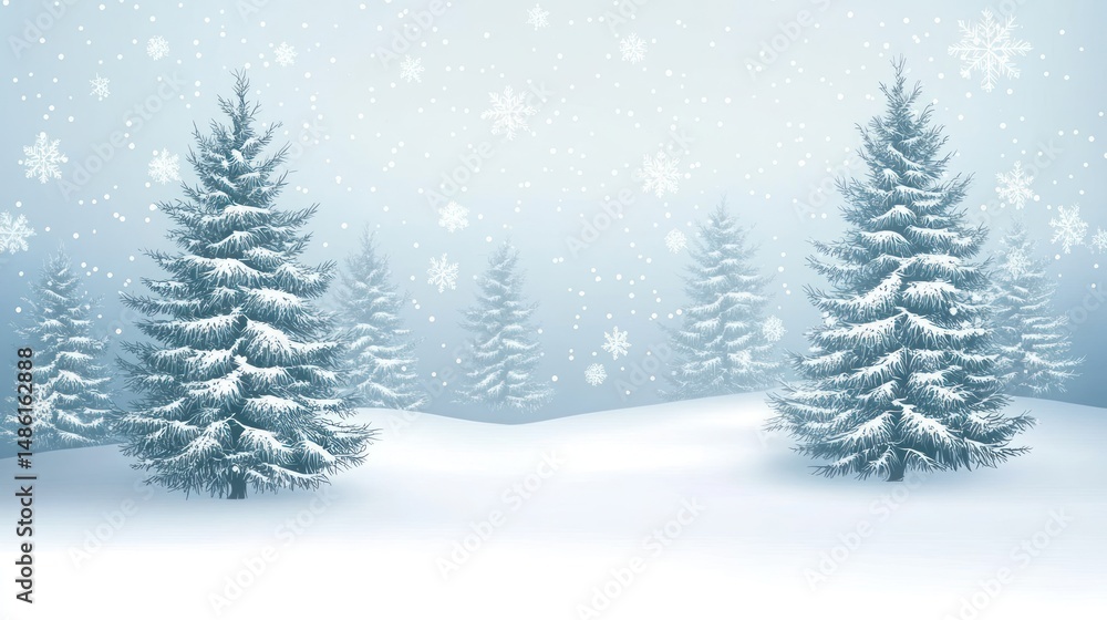 Fototapeta premium Snowy winter forest scene