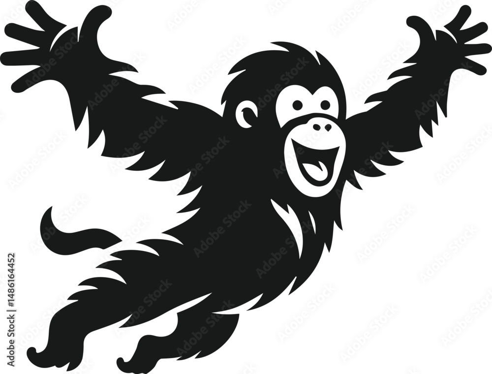 Obraz premium orangutan vector wild animal silhouette