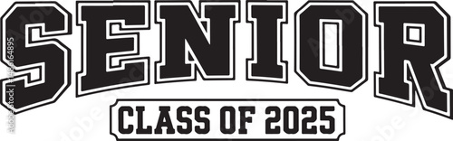 Senior of class 2025 silhouette icon vector on transparent white background.