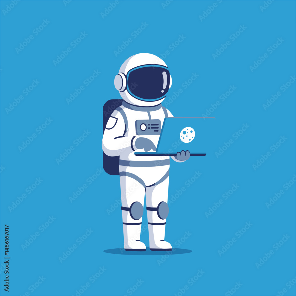 Naklejka premium Cute astronaut vector cartoon illustration