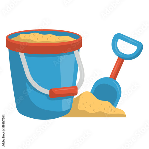 Sand Bucket and Shovel Vector