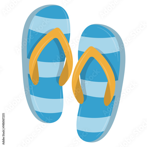 Blue Striped Flip Flops Vector