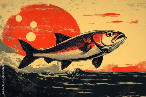 Exciting Seafood Festival Showcasing Bold Graphics and Vibrant Flavors in a Retro Inspired Design for Food Enthusiasts in the Coastal Town