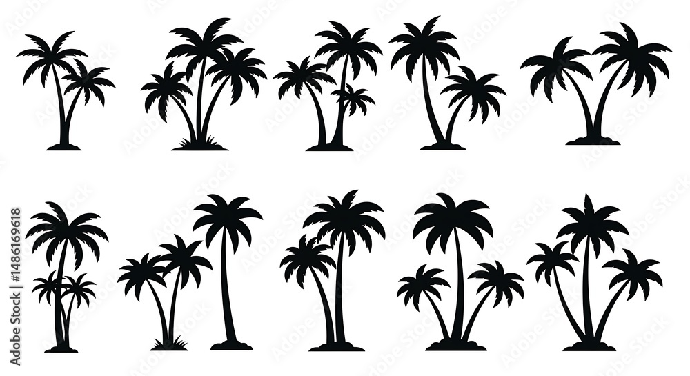 Fototapeta premium Palm Silhouette Collection AI Generated