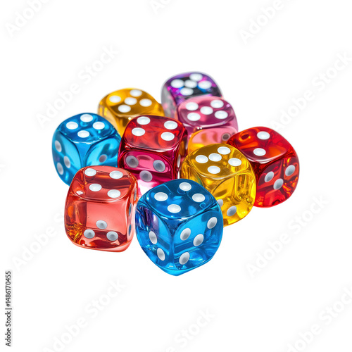Colorful Transparent Dice Pile - Gambling, Chance, and Luck Concept