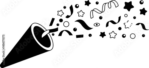 Party popper confetti celebration explosion design