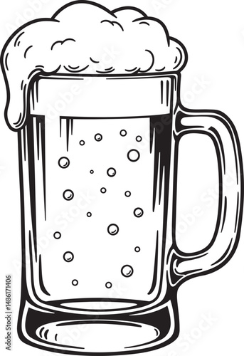  Beer Glass and Mugs Collection Silhouettes White Color Background