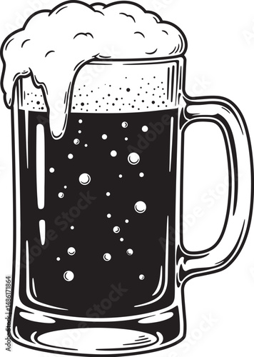  Beer Glass and Mugs Collection Silhouettes White Color Background