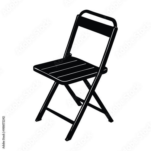 Folding Metal Chair Black Silhouette Illustration