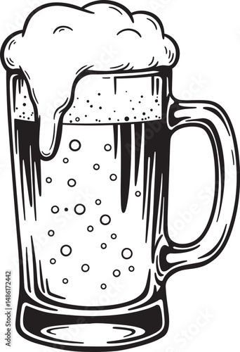  Beer Glass and Mugs Collection Silhouettes White Color Background
