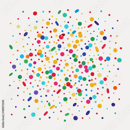 Colorful confetti scattered on white background