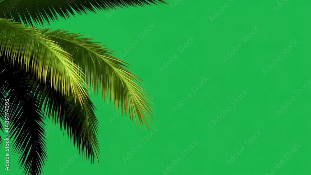 palm tree branches on green screen